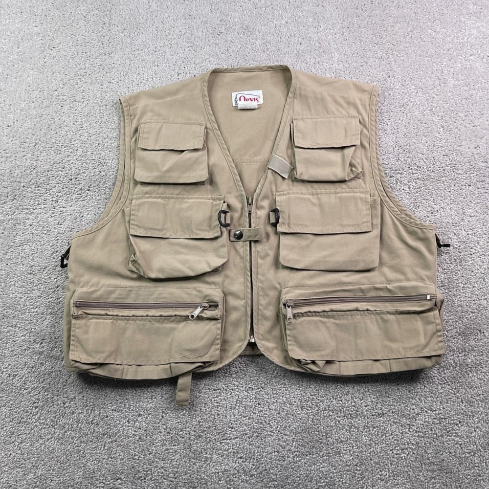 Orvis Vest Mens Medium Tan Fishing Utility Multi Pocket Hiking Photographer Gorp